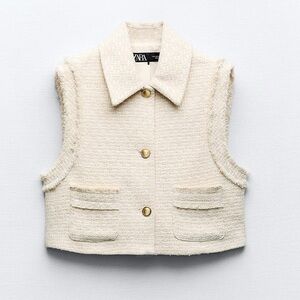 Zara Textured Frayed Vest